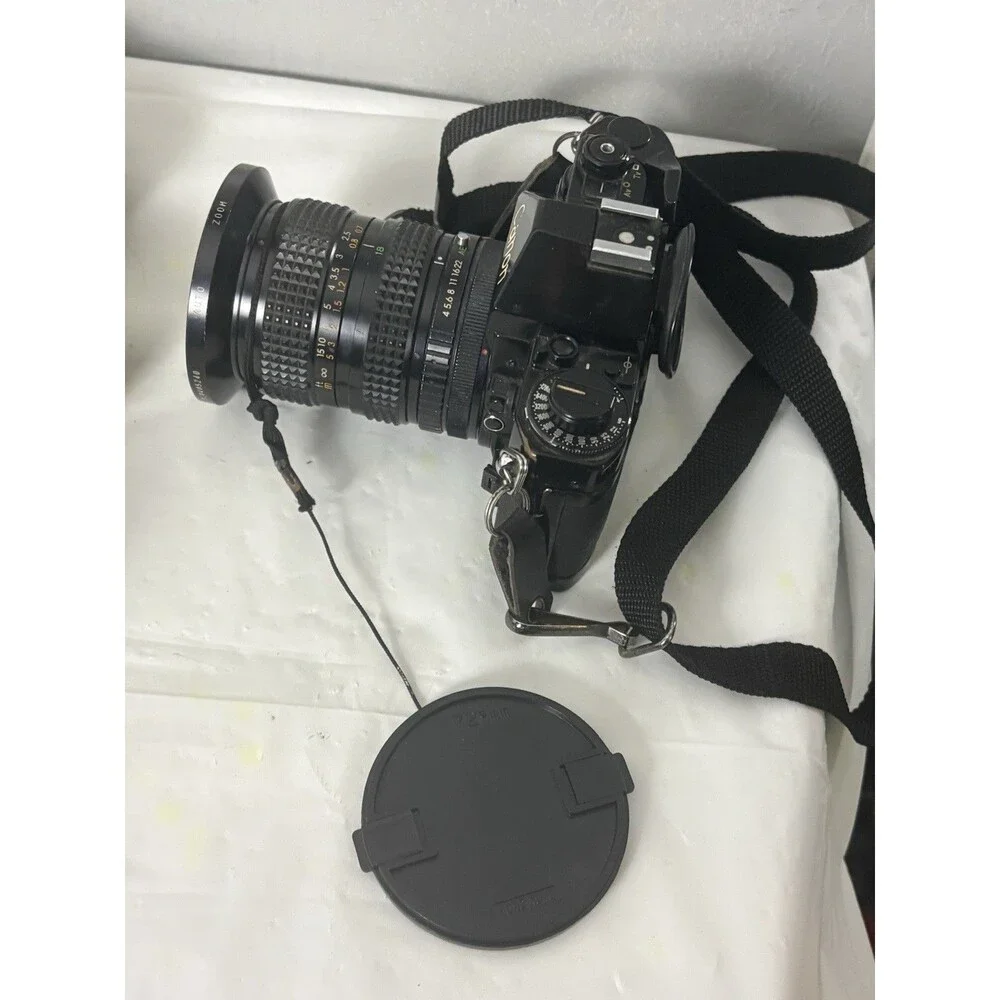 Canon A-1 35mm Film Camera with toyo optics 28mm 1:3.5 Lens and F=28-80  Tested